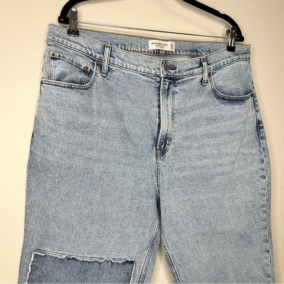 Abercrombie & Fitch The Ankle Straight Ultra High Rise Jeans Knee Patch 33 16s - Picture 5 of 16